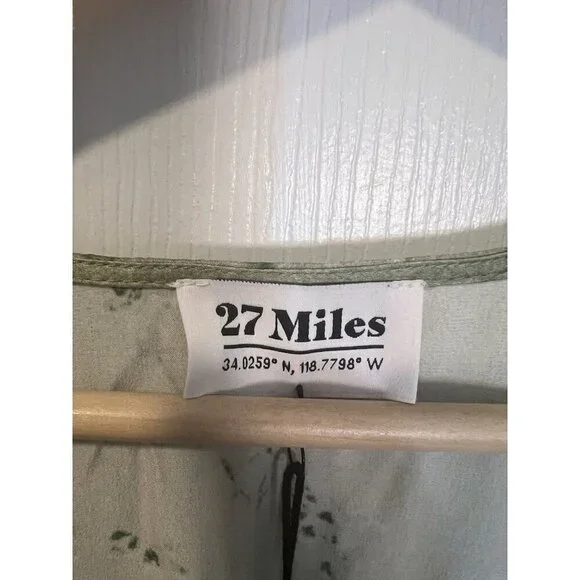 27 Miles Malibu Green Floral Boho Dress Small Short Sleeve Tie Front Cottagecore - Picture 5 of 9